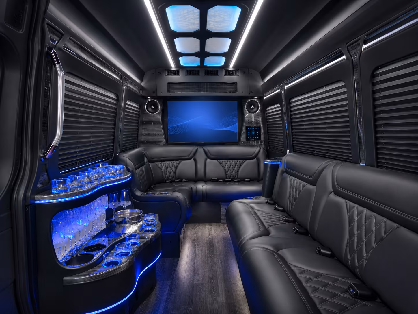 chino hills 30 passenger party bus inside