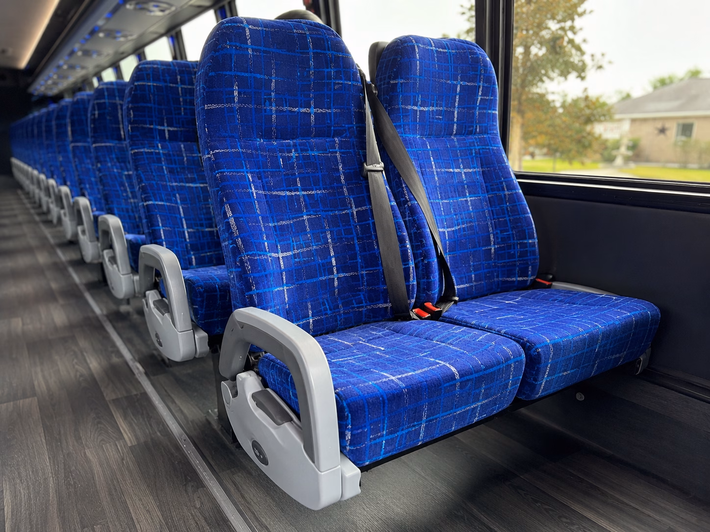 corona charter bus rental interior
